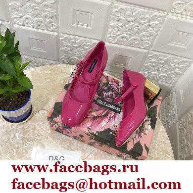 Dolce  &  Gabbana Heel 6.5cm Patent Leather Mary Janes Fuchsia with DG Karol Heel 2021